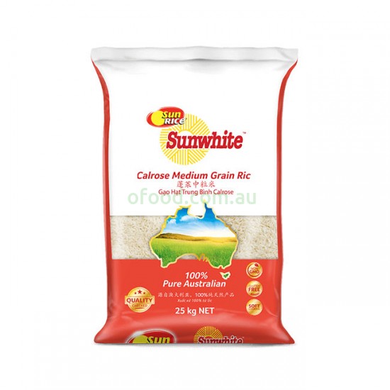 Sunrice Sunwhite Calrose Medium Grain Rice 25Kg